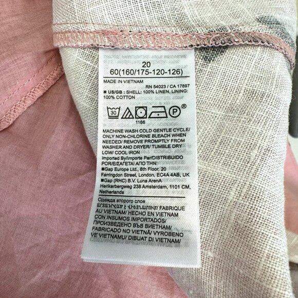 Banana Republic Kenza 100% Linen Mini Dress Womens Plus Size 20 Pink Geo New NWT - Picture 5 of 5